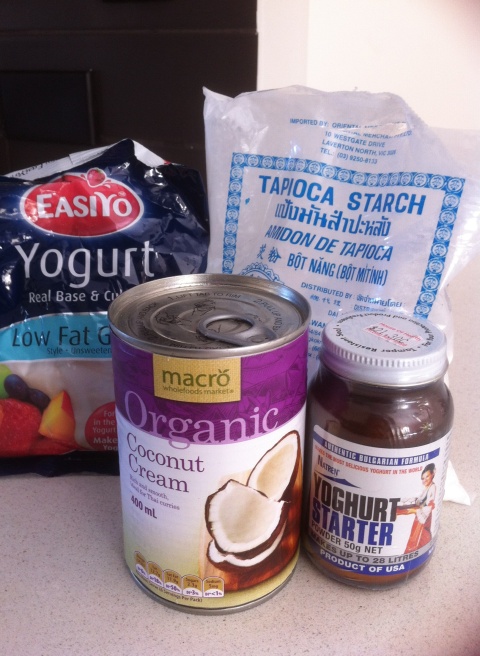 The ingredients I use in coconut yoghurt
